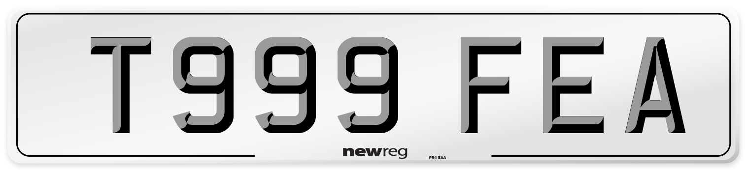 T999 FEA Number Plate from New Reg